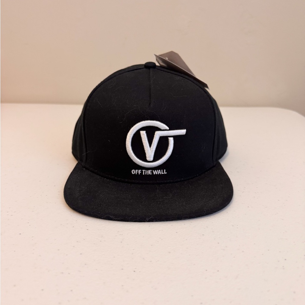 Vans Black Snapback Hat with White 'Off The Wall' Logo